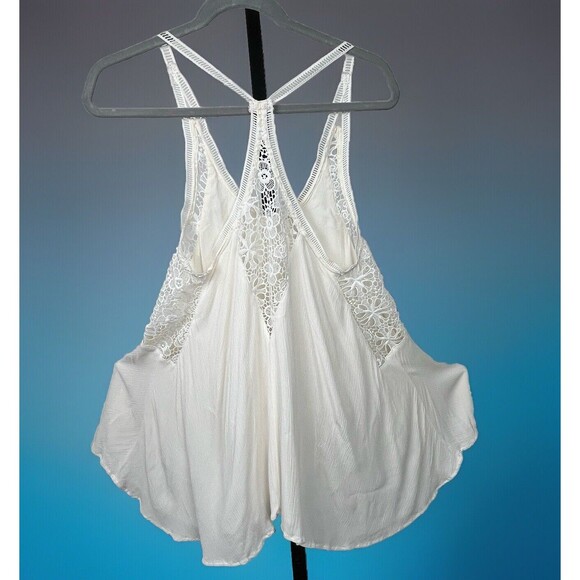 Illa Illa Crochet Boho Chic Designer Mini Dress White Layer Y Back Coverup Small - Picture 5 of 8